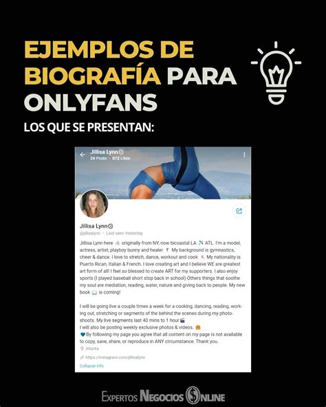 Descubre los mejores ejemplos de biografía para OnlyFans